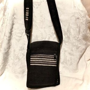 ☂️ Woven cross-body fabric mini-bag, black & cream